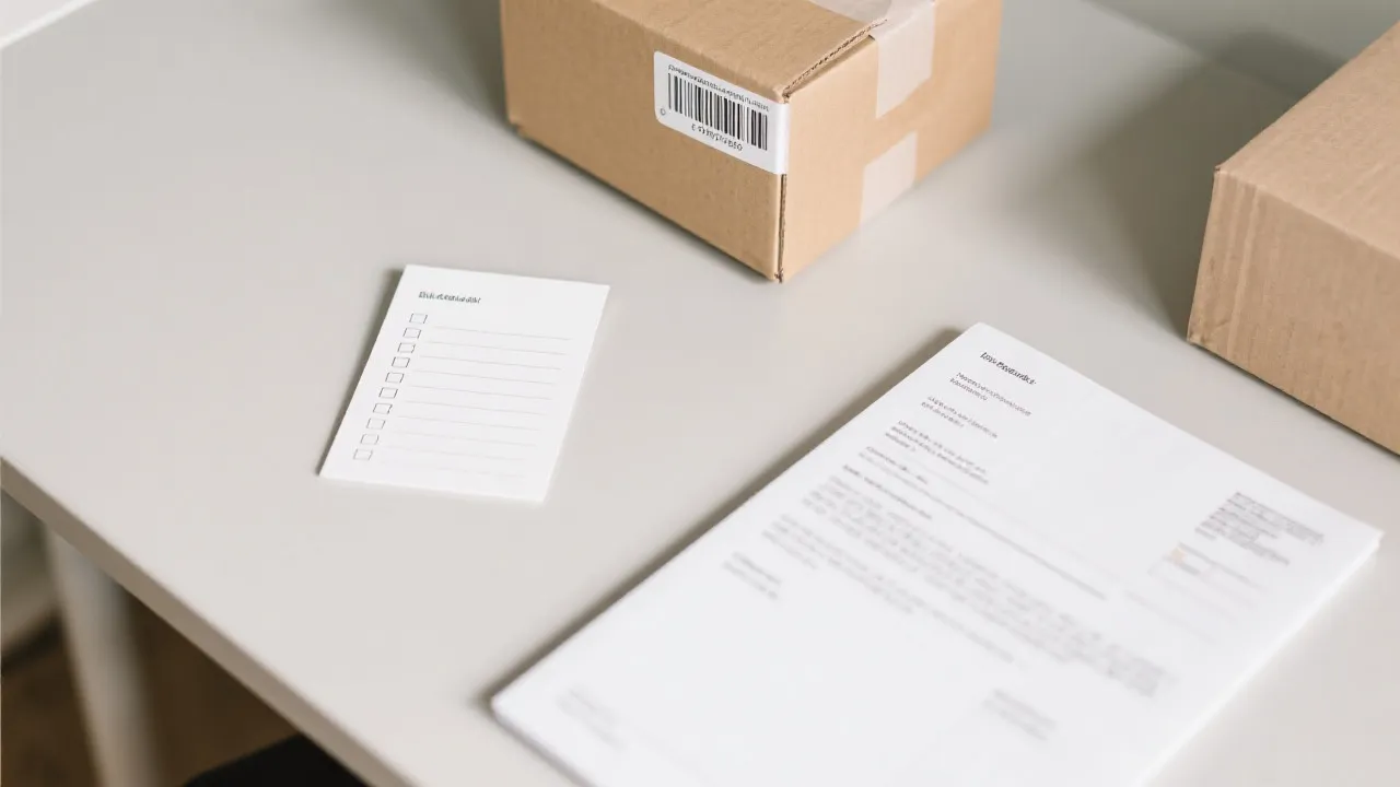 电商合规清单与清关文件的概念插画